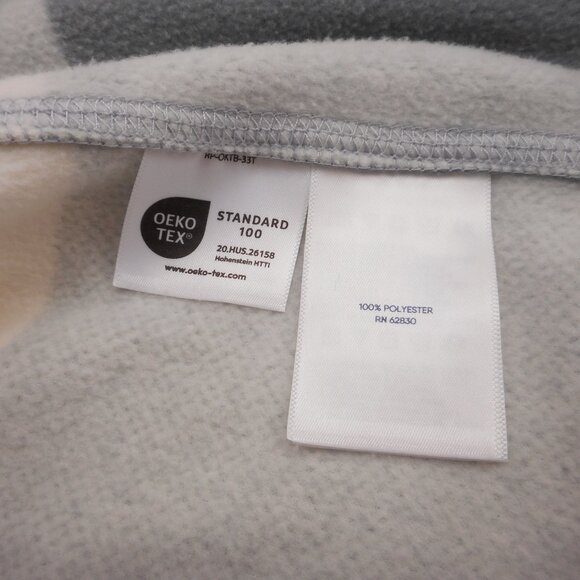 Lands' End Women's size L Fleece 1/4 Zip Pullover White Gray Plaid Sweatshirt - Picture 7 of 8